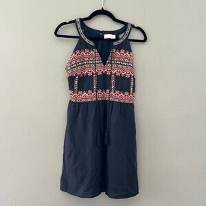 Braeve Evereve Navy Embroidered Halter Romper Size Small‎ Boho Festival Cottage